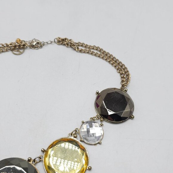 Erica Lyons Statement Necklace With Gold Chain Multi-Color Faceted Acrylic Discs - Picture 4 of 6